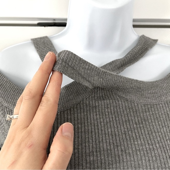 Another Story/ Cold shoulder knit midi dress/ Grey/ Very stretchy/ Size US M - Picture 7 of 11